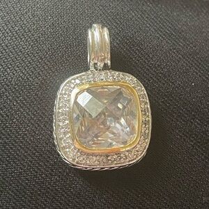 Sparkling Clear Cushion-Cut Pendant